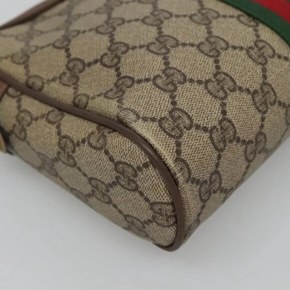 GUCCI GG Supreme Web Sherry Line Bag PVC Beige Brown - Picture 15 of 16